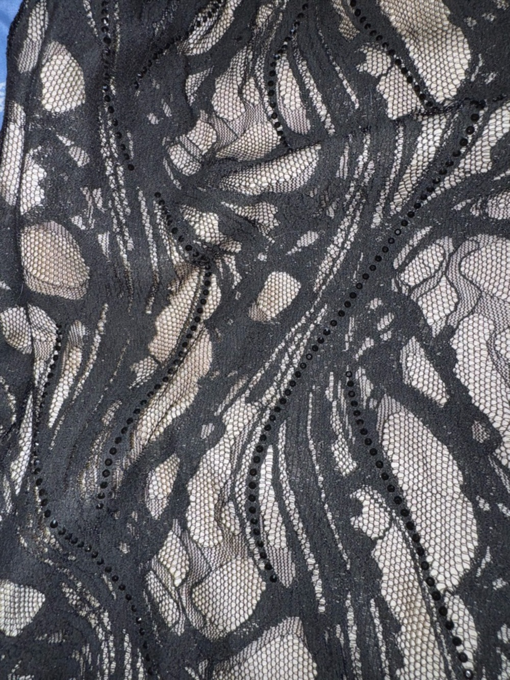 Fashion Nova Black Lace Overlay on Nude Maxi Dress - Picture 5 of 5